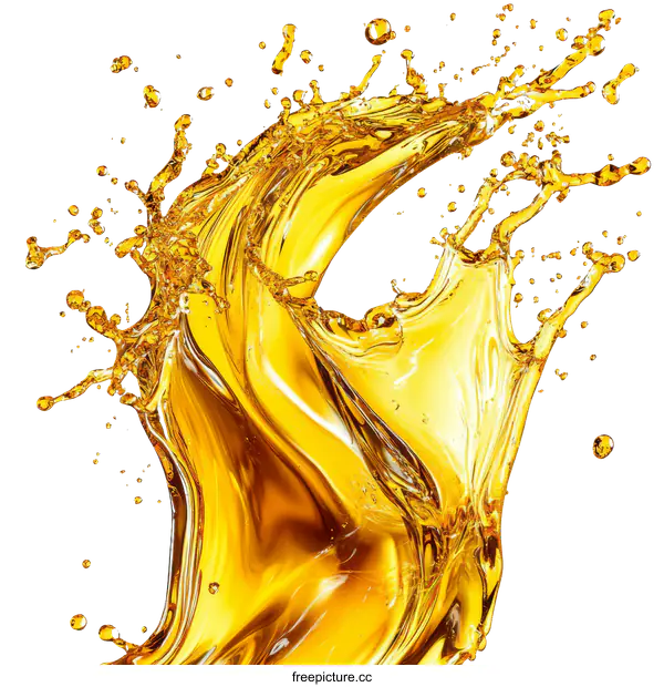 [Transparent Background PNG]Golden Liquid Splashing Abstract Art