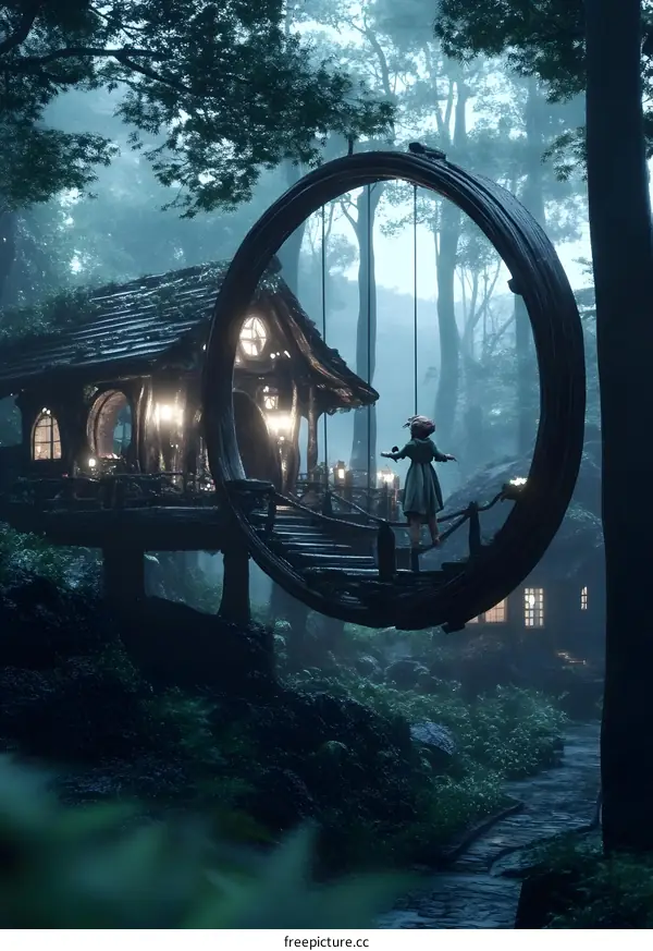 Fantasy Forest Cottage with Swinging Circle