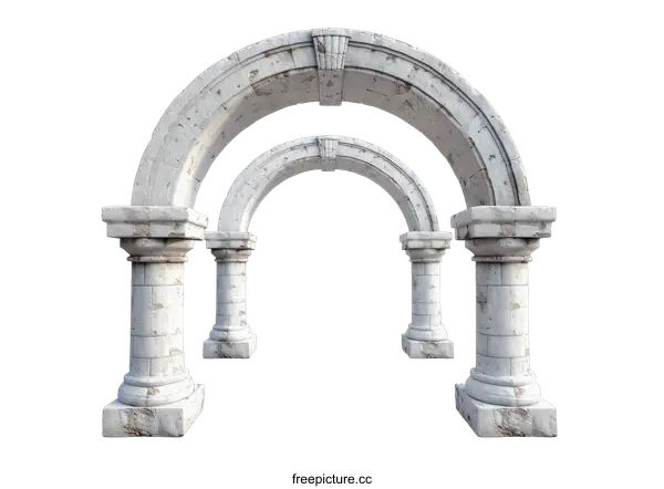 [Transparent Background PNG]Triple White Stone Archway