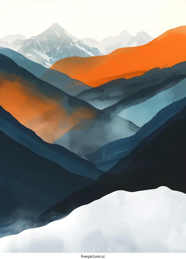 Abstract Mountain Landscape Illustration