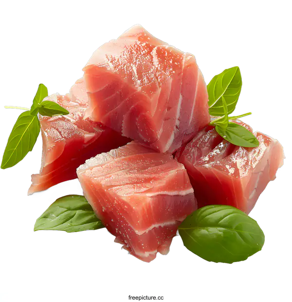 [Transparent Background PNG]tuna chunks with basil