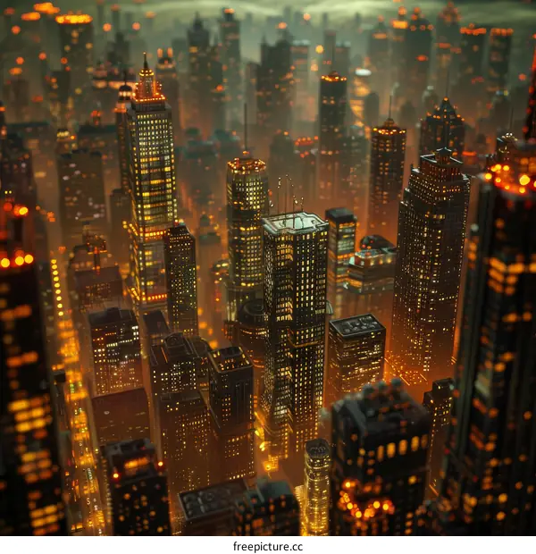 Gleaming City Skyline at Night