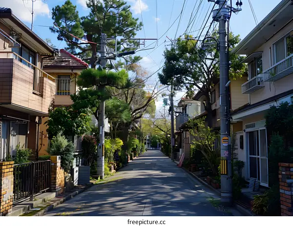 Quiet Residential Street in Japan