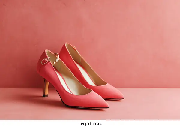 Pair of Elegant Coral High Heels