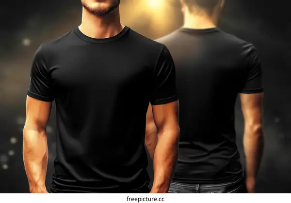 Blank Black T-Shirt Modeling