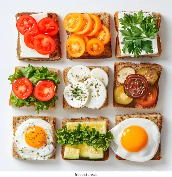 Assortment of sandwiches on white background