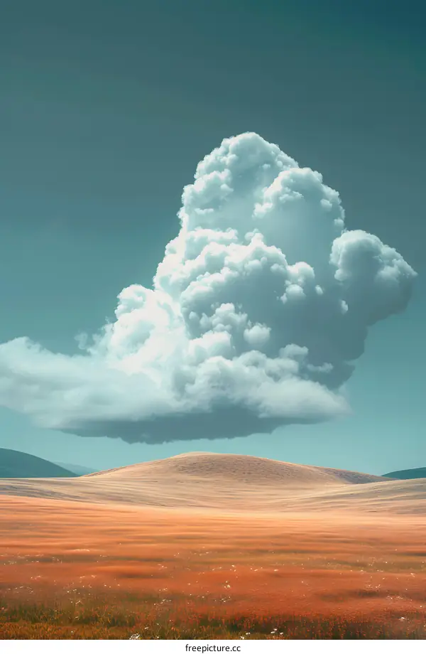 Fluffy clouds over a vast prairie