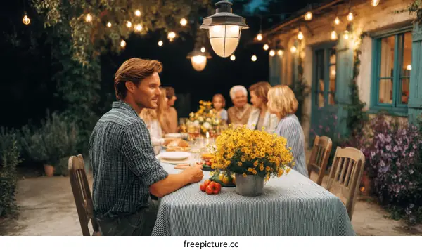 Outdoor Family Dinner Party Evening