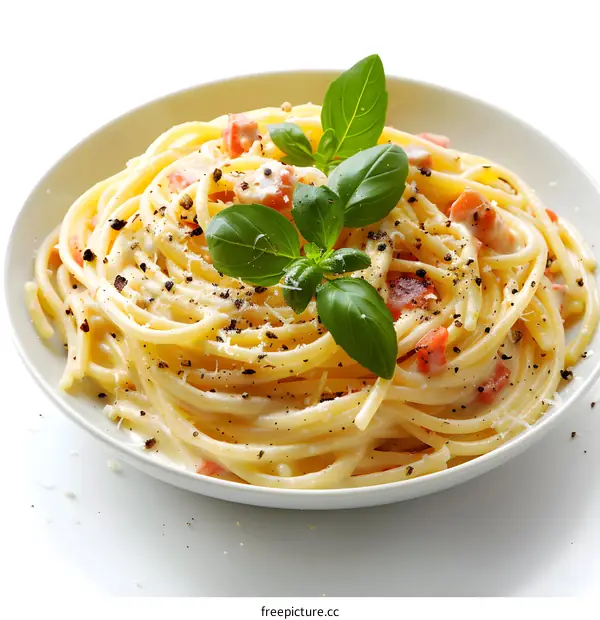 pasta with cream sauce and basil