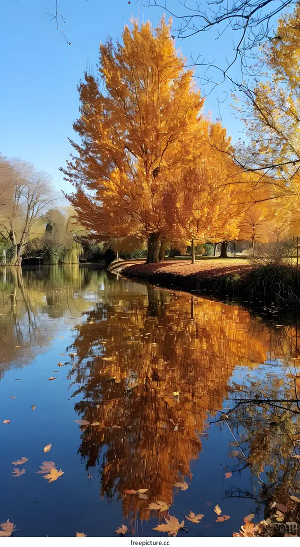 Autumn Trees Reflecting in the Water