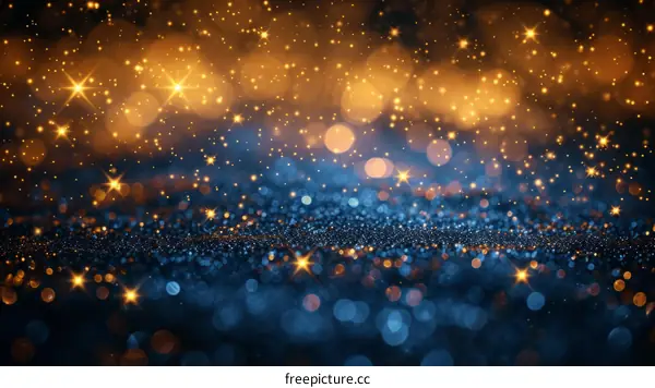 Blue and gold glitter background with stars