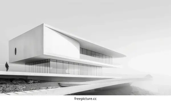 Modern Black and White Architecture House on the Coastline