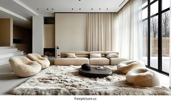 Modern Beige Living Room Interior Design