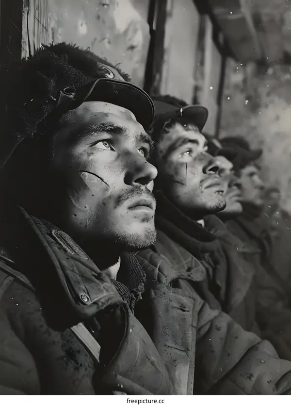 Four Soviet Soldiers Gaze Ahead