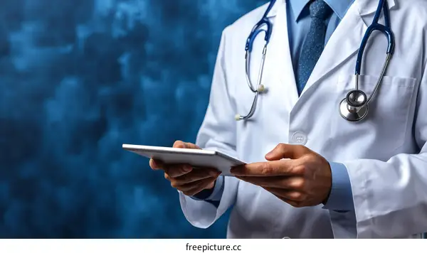 Doctor Using Digital Tablet in Medical Setting