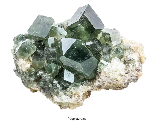 [Transparent Background PNG]Cluster of Green Crystals on a Rock