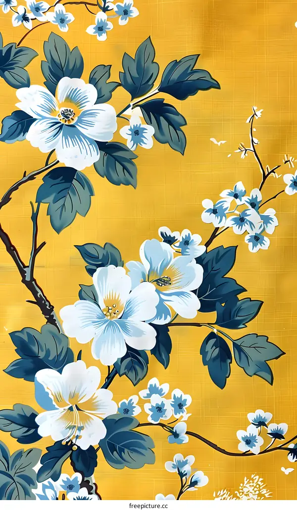 Yellow Background Floral Pattern Illustration