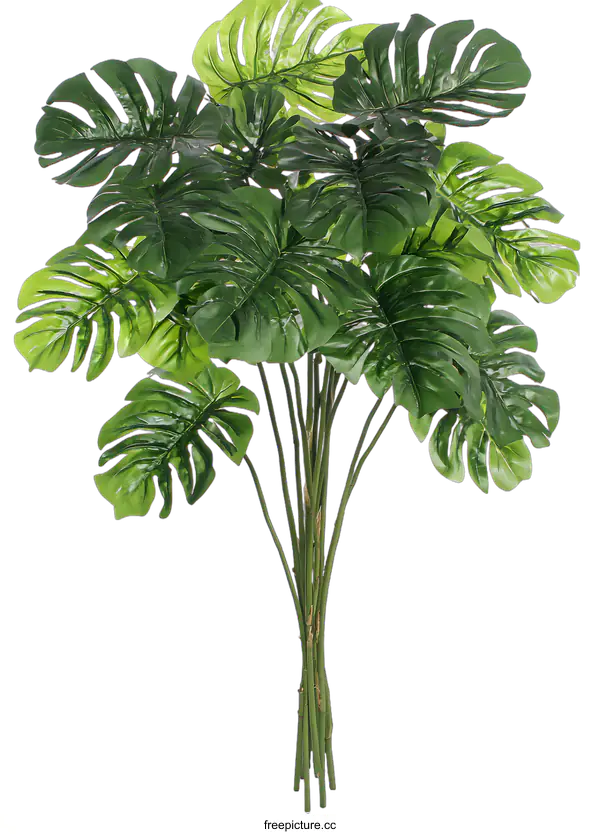 [Transparent Background PNG]Artificial Green Monstera Plant Leaves