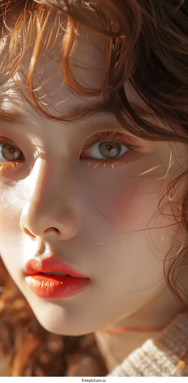 Closeup Portrait of a Beautiful Woman with Reddish Brown Hair