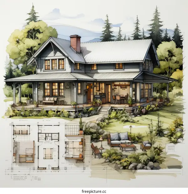 Modern Farmhouse Exterior and Floor Plans