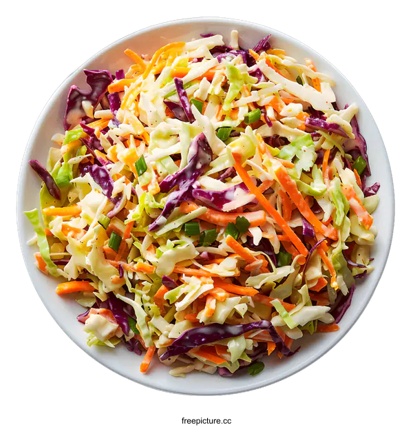 [Transparent Background PNG]Fresh Coleslaw Salad in a White Bowl