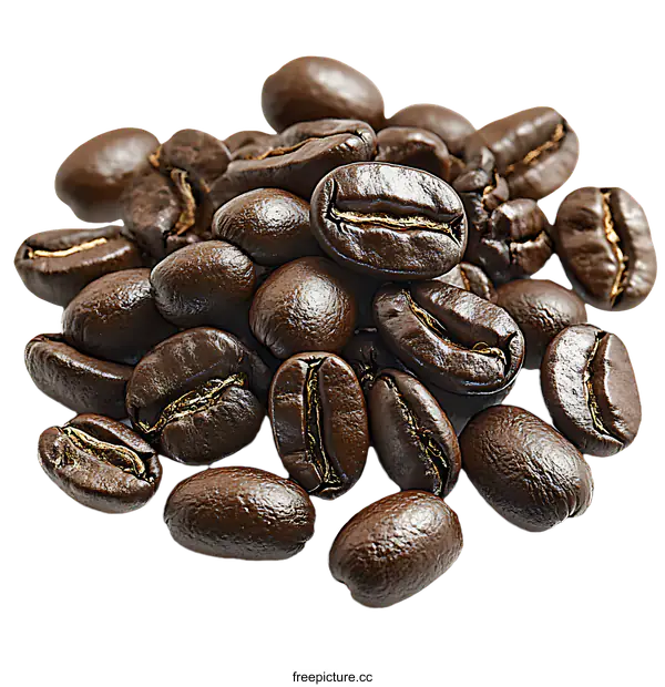[Transparent Background PNG]Roasted Coffee Beans Closeup