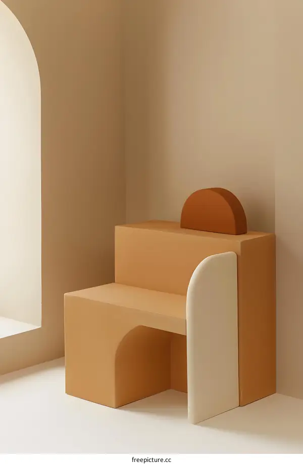 Modern Minimalist Interior Design with Curved Furniture in Beige and Brown Tones