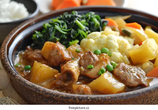 delicious food with pot