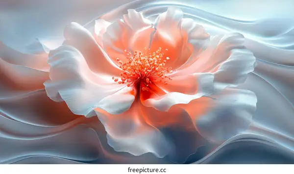 Delicate Floral Art Illustration with Flowing Texture