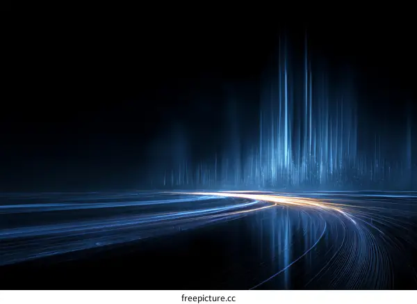 Abstract Light Trails and Cityscape