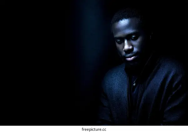 Portrait of a Melancholic Man in Deep Shadows