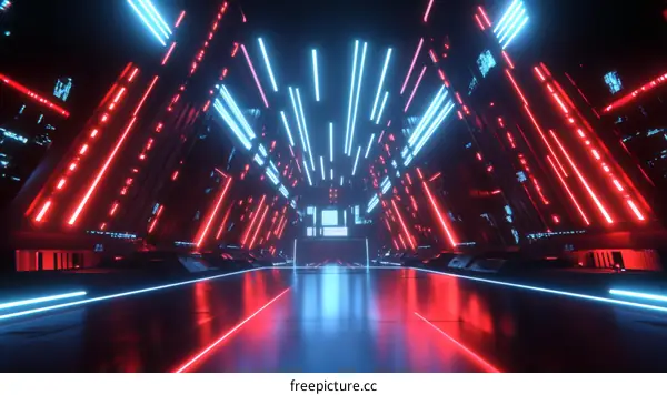 Neon Light Futuristic Tunnel Corridor