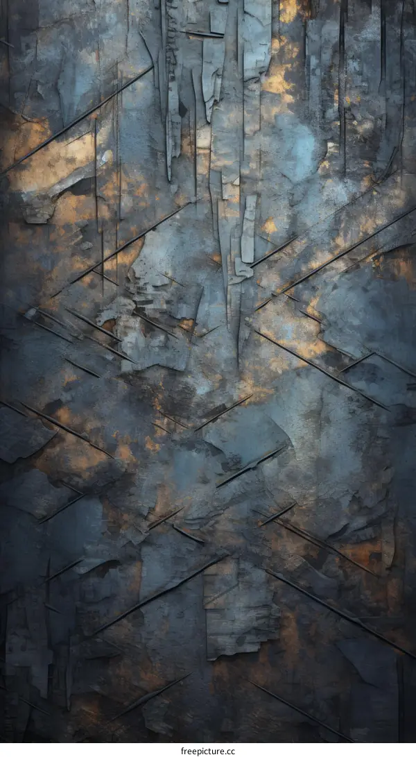 Blue and copper abstract background with grunge texture