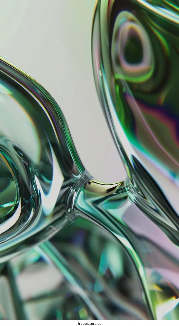 abstract 3D rendering of green and blue glass shapes