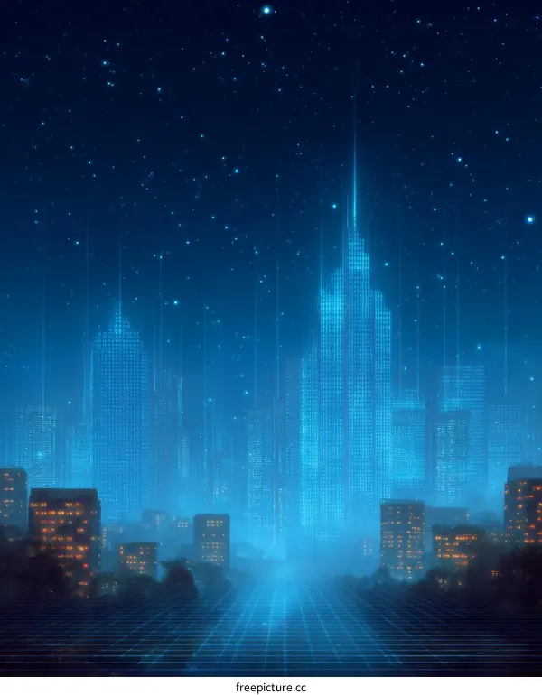 Digital Futuristic Cityscape at Night