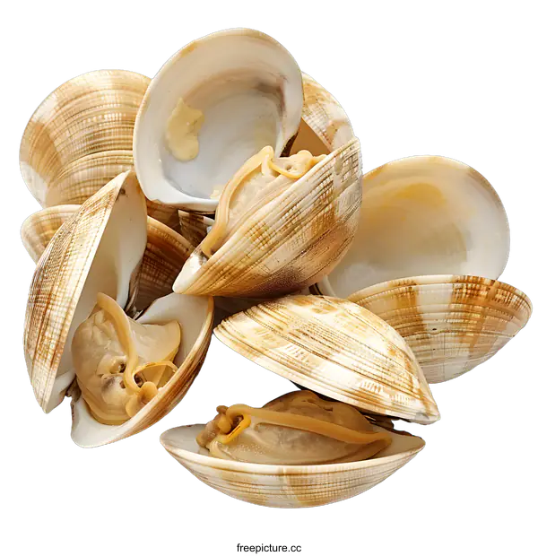 [Transparent Background PNG]Fresh Clams on a White Background