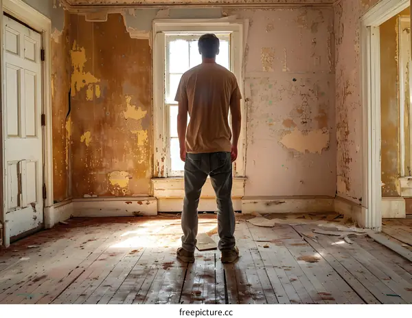 Man standing in an abandoned room