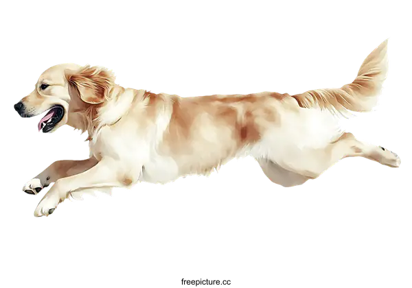 [Transparent Background PNG]Golden Retriever Running Illustration