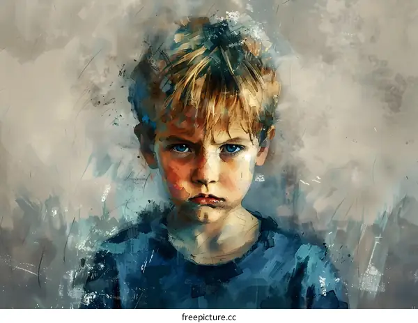 Portrait of a boy with blue eyes