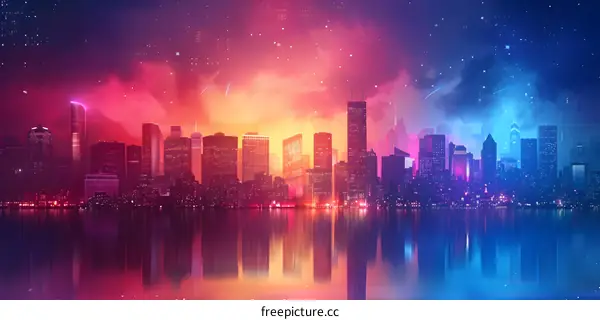 Cityscape in Blue and Orange