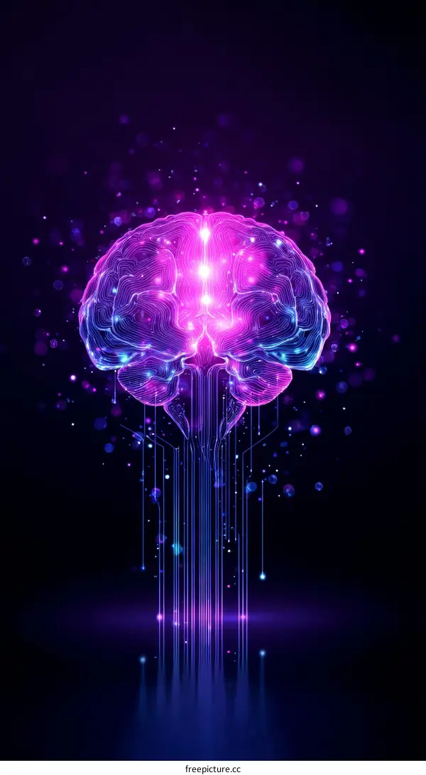 Abstract Illustration of a Brain Connected by Lines