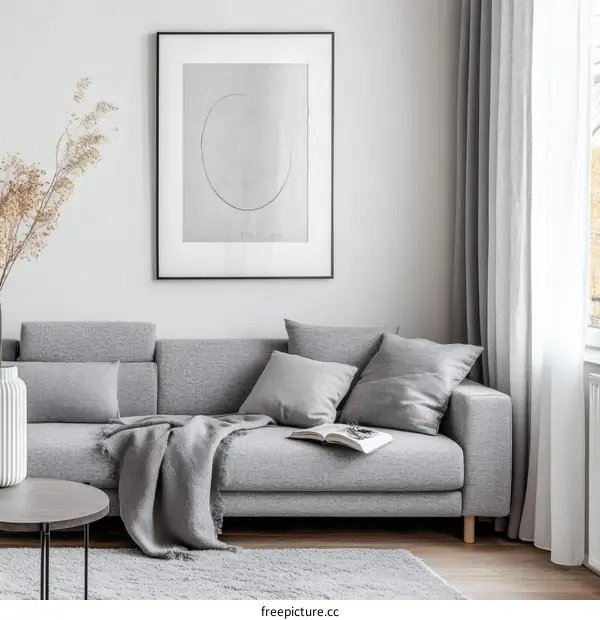 Modern Gray Living Room with Abstract Art