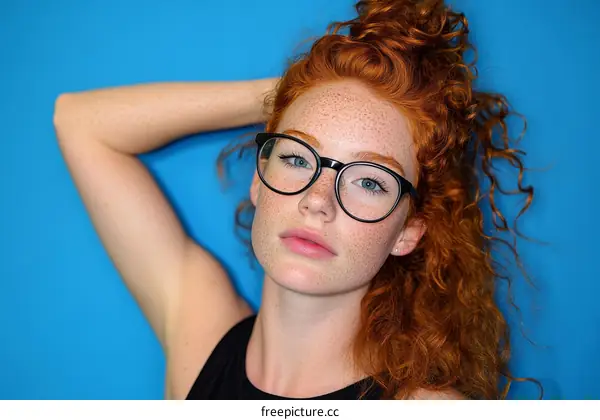 Portrait of a Redhead Woman with Glasses