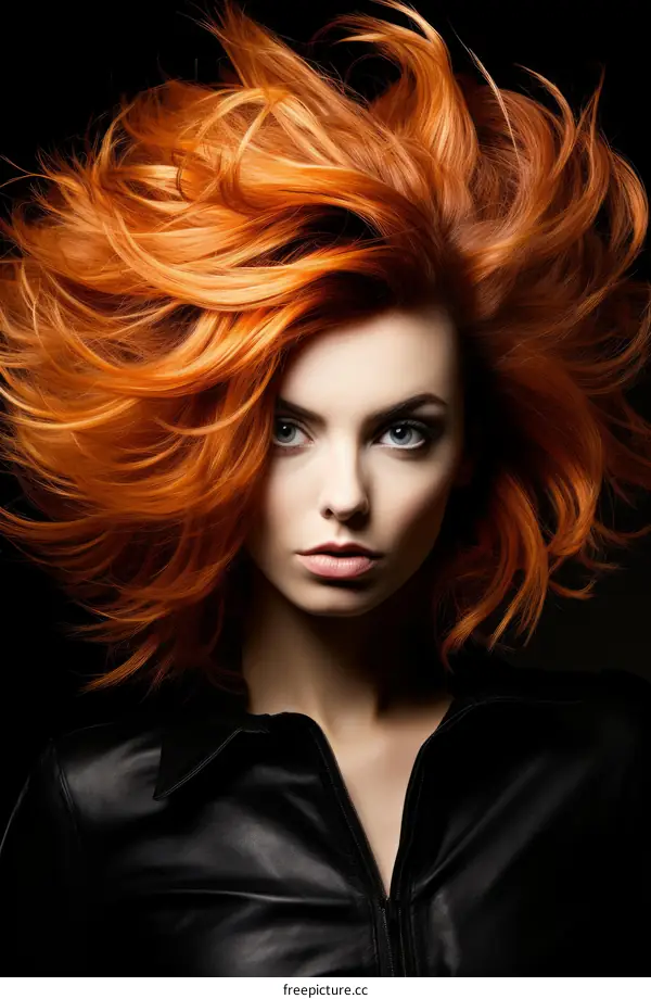 Redhead Woman with Flowing Hair: Portrait of Beauty and Glamour