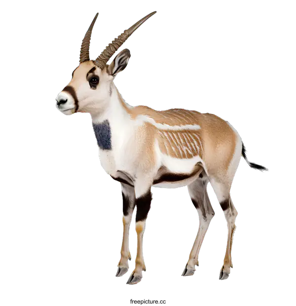 [Transparent Background PNG]Saiga Antelope Standing Against White Background