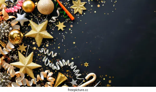 Christmas and New Year decoration on black background