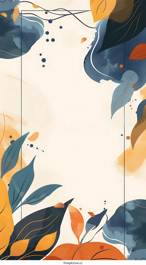 Abstract Watercolor Leaves Frame Design