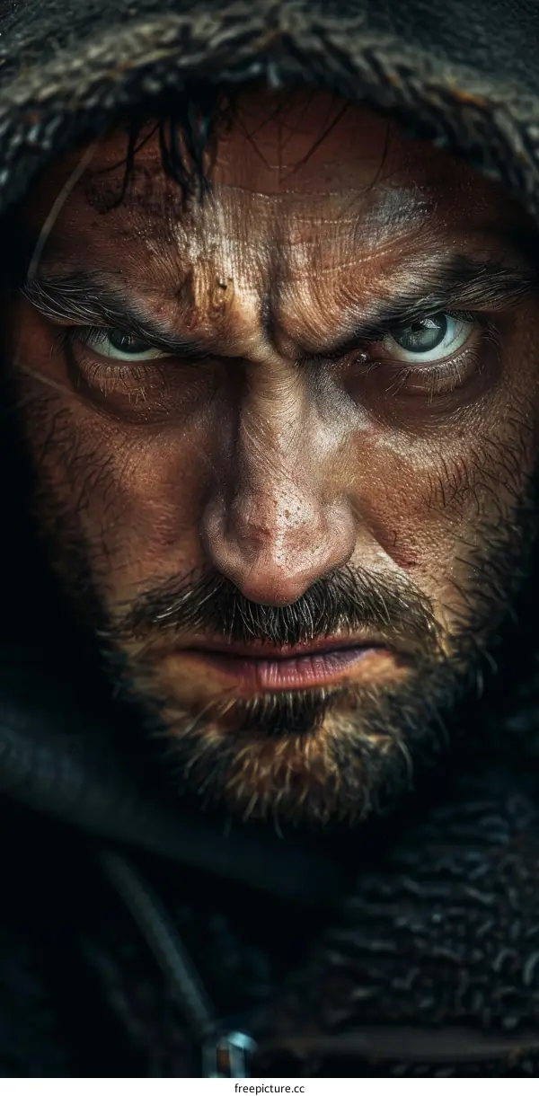 Close-up Angry Man Face Portrait