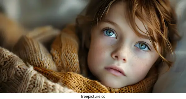 A lonely little girl stares out the window, lost in thought