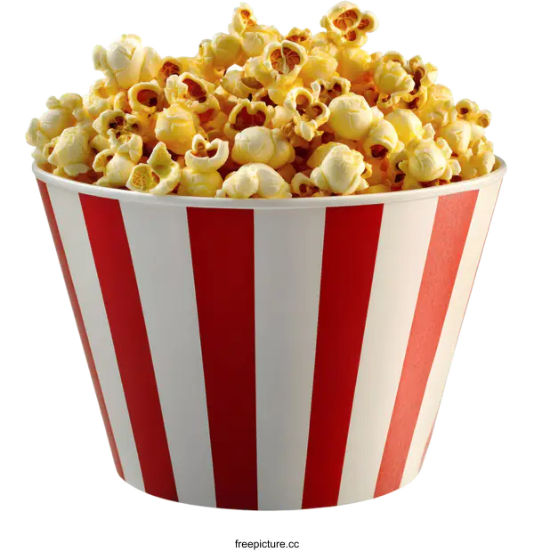 [Transparent Background PNG]Popcorn in a Striped Paper Cup